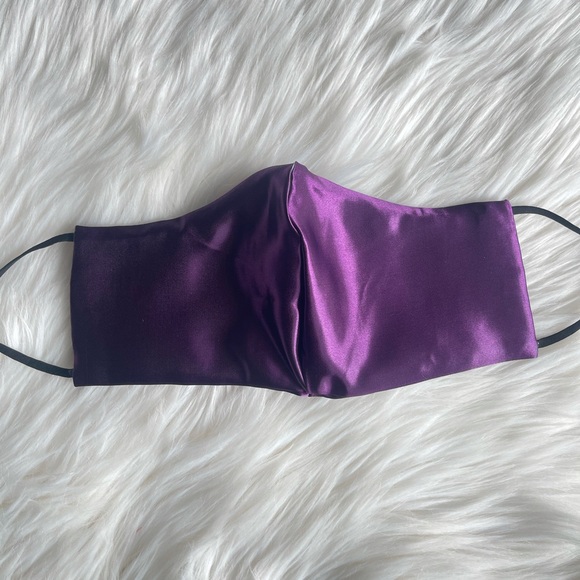 Plum Double Satin Mask with Adjustable Straps, Formal Masks, Date Night, Party - Picture 2 of 3